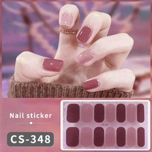 Light Khaki - Diy Gel Nail Stickers Cured-Free Long-Lasting Solid Color Nail Strips Patch Slider Sticker Full Cover Decal Nail Manicure Patch By WTB