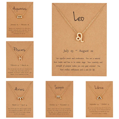Metal Imitation Rhodium Plated - 12 Constellation Pendant Necklaces Jewelry Choker Necklace Zodiac Sign Charm Necklace Birthday Gifts Aquarius Pisces Leo Virgo By WTB