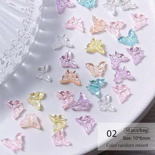 Neo Chrome - 1Bag Mix Colorful Jelly Clear Ribbon Bowknot Nail Charms Pearl Pink Heart Flower Flat-Back Gem Part Nail Art Manicure Decoration By WTB