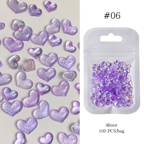 Rust Red - 1Bag Mix Colorful Jelly Clear Ribbon Bowknot Nail Charms Pearl Pink Heart Flower Flat-Back Gem Part Nail Art Manicure Decoration By WTB