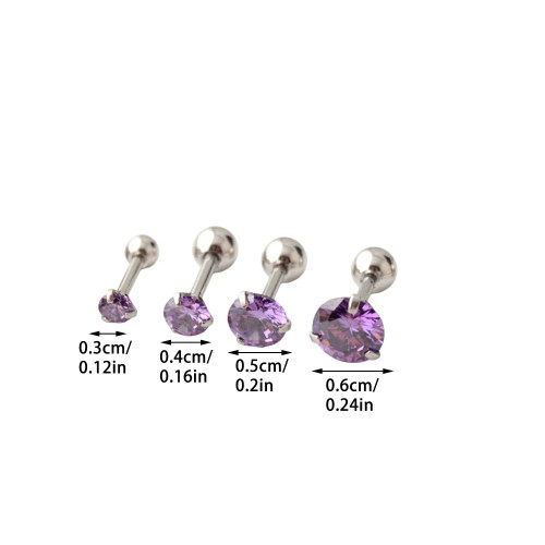 Metal Pure Gold Color, Main Stone Green - 1Pc Small Round Cz Tragus Cartilage Titanium Steel 16G 4 Prong Ear Stud Earrings Tragus Helix Piercing Jewelry Sexy Body Jewelry By WTB