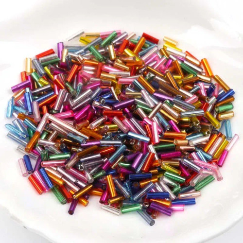 Beige - Tube Lined Glass Czech Seed Spacer Beads For Jewelry Handmade Diy Wholesale 17 Colors 2X6Mm 300Pcs By WTB