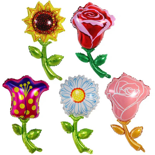 Beautiful Aluminum Flower Shape Foil Balloons Rose Sunflower Birthday Party Decor Colorful Home Decoration Holiday Baby Shower By WTB