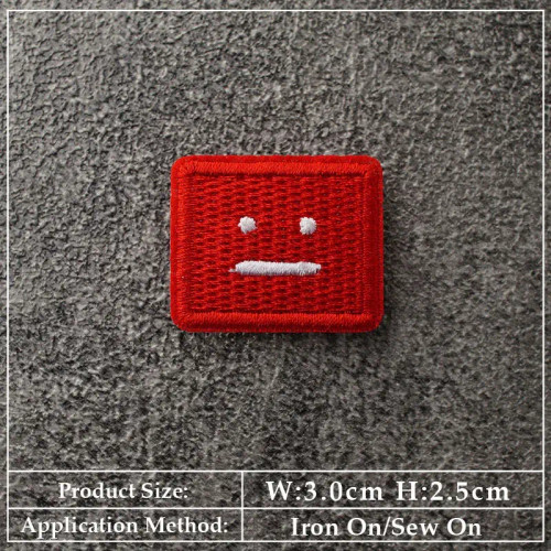 Antique Brass - Square Expression Embroidered Applique Patches Fabric Garment Apparel Clothing Accessories Embroidery Badges Pink Black White By WTB