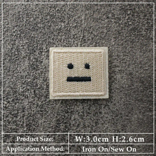 Black - Square Expression Embroidered Applique Patches Fabric Garment Apparel Clothing Accessories Embroidery Badges Pink Black White By WTB