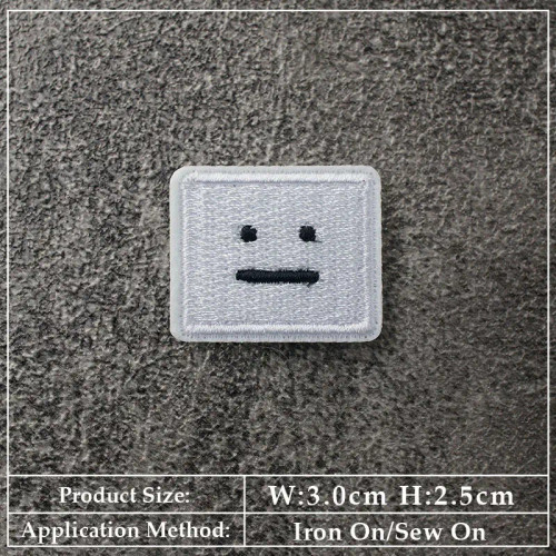 Brass - Square Expression Embroidered Applique Patches Fabric Garment Apparel Clothing Accessories Embroidery Badges Pink Black White By WTB