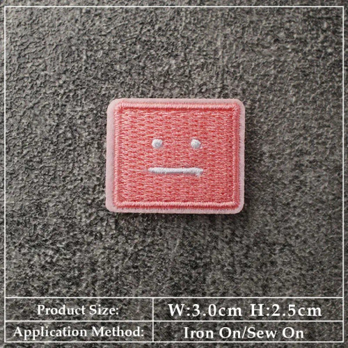 Antique Zinc - Square Expression Embroidered Applique Patches Fabric Garment Apparel Clothing Accessories Embroidery Badges Pink Black White By WTB