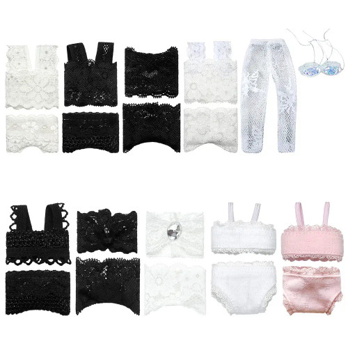 Blue - 1Set Soft Lace Underwear Bra Briefs For 30Cm Doll 1/6 Knickers For Blythe 1/6 Bjd Dolls Top Underpant For Dollhouse Kids Toy By WTB