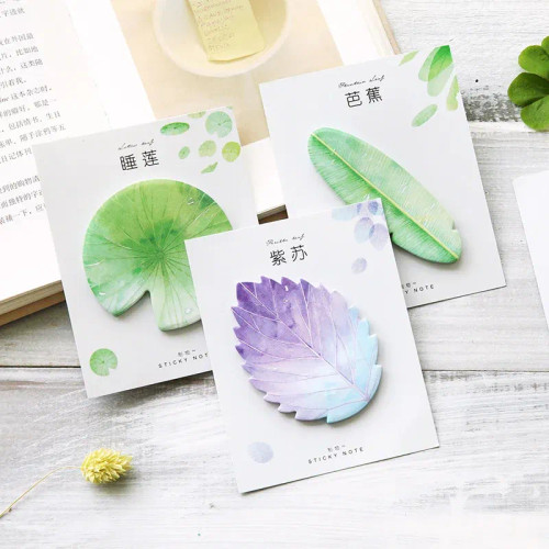 Red - Various Leaves Collection Self-Adhesive N Times Memo Pad Sticky Notes Bookmark Stationery Office School Supplies By WTB