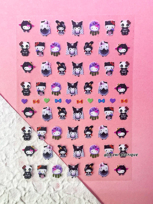 Deep Blue - New Cartoon Hello Kitty Stickers Nail Art Supplies Decoration Kuromi Cinnamoroll 3D Stickers Nail Decals Press On Nails Stickers By WTB