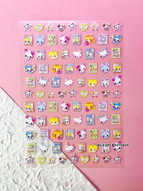Blue - New Cartoon Hello Kitty Stickers Nail Art Supplies Decoration Kuromi Cinnamoroll 3D Stickers Nail Decals Press On Nails Stickers By WTB
