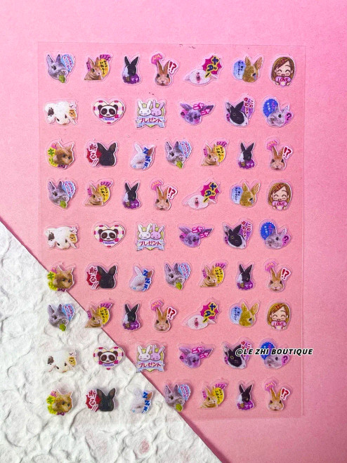 Plum - New Cartoon Hello Kitty Stickers Nail Art Supplies Decoration Kuromi Cinnamoroll 3D Stickers Nail Decals Press On Nails Stickers By WTB