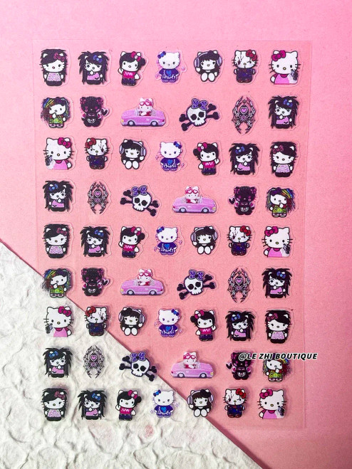 Sky Blue - New Cartoon Hello Kitty Stickers Nail Art Supplies Decoration Kuromi Cinnamoroll 3D Stickers Nail Decals Press On Nails Stickers By WTB