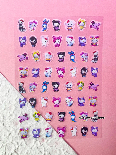 Nude - New Cartoon Hello Kitty Stickers Nail Art Supplies Decoration Kuromi Cinnamoroll 3D Stickers Nail Decals Press On Nails Stickers By WTB
