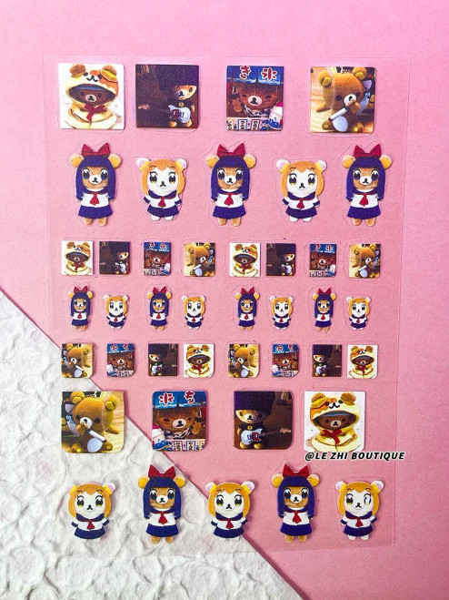 Slate - New Cartoon Hello Kitty Stickers Nail Art Supplies Decoration Kuromi Cinnamoroll 3D Stickers Nail Decals Press On Nails Stickers By WTB