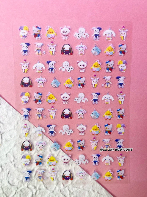 Ivory - New Cartoon Hello Kitty Stickers Nail Art Supplies Decoration Kuromi Cinnamoroll 3D Stickers Nail Decals Press On Nails Stickers By WTB