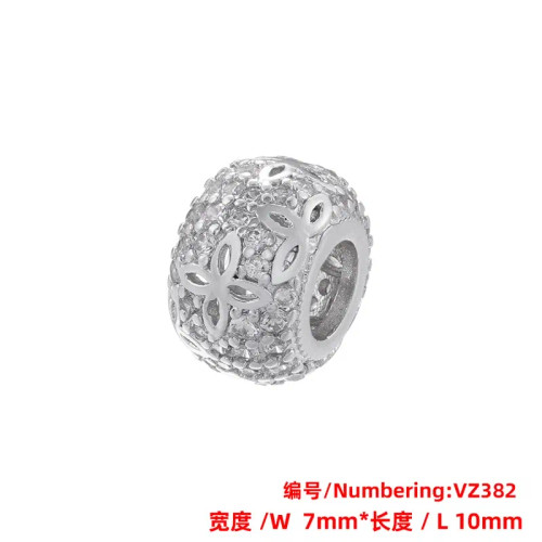 Blue - Zhukou Brass Flowers Beads For Jewelry Making Cubic Zirconia Diy Handmade Bracelets Jewelry Making Beads Jewelry Materials Vz380 By WTB