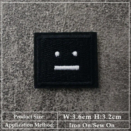 Green - Square Expression Embroidered Applique Patches Fabric Garment Apparel Clothing Accessories Embroidery Badges Pink Black White By WTB