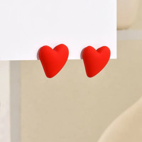 Metal Silver Plated - Koean Fashion Candy Color Acrylic Love Eardrop Simple Design Geometric Heart Party Jewelry Earrings Ear Studs All-Match Earstuds By WTB