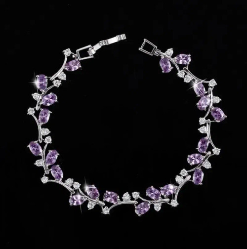 Metal Antique Silver Plated - Fashion Exquisite Color Crystal Inlaid Ladies Charm Bracelet Engagement Wedding Jewelry By WTB