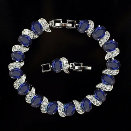 Metal Light Yellow Gold Color - Fashion Exquisite Color Crystal Inlaid Ladies Charm Bracelet Engagement Wedding Jewelry By WTB