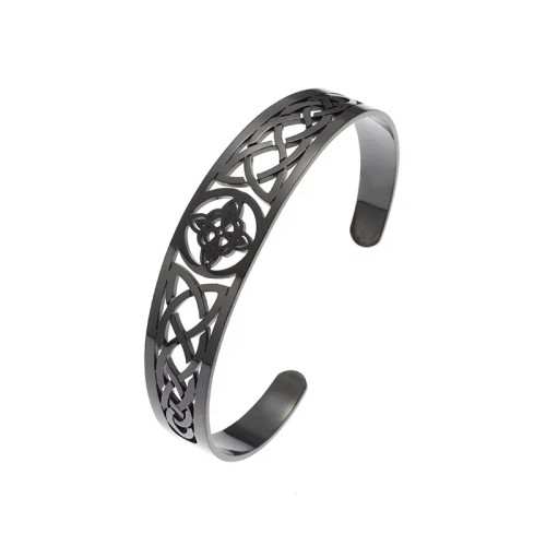 Metal Rhodium Plated - Witch Knot Cuff Stainless Steel Pagan Witchcraft Symbols Magic Knot Women\'S Good Luck Amulet Bracelet Celtic Knot Bracelet By WTB