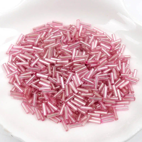 Pink - Tube Lined Glass Czech Seed Spacer Beads For Jewelry Handmade Diy Wholesale 17 Colors 2X6Mm 300Pcs By WTB