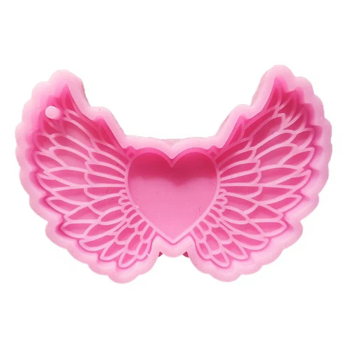 Black - Shiny Glossy Love Angel Wing Mold Silicone Epoxy Resin Mold Diy Keychain Pendant Jewelry For Valentine Gift Craft By WTB