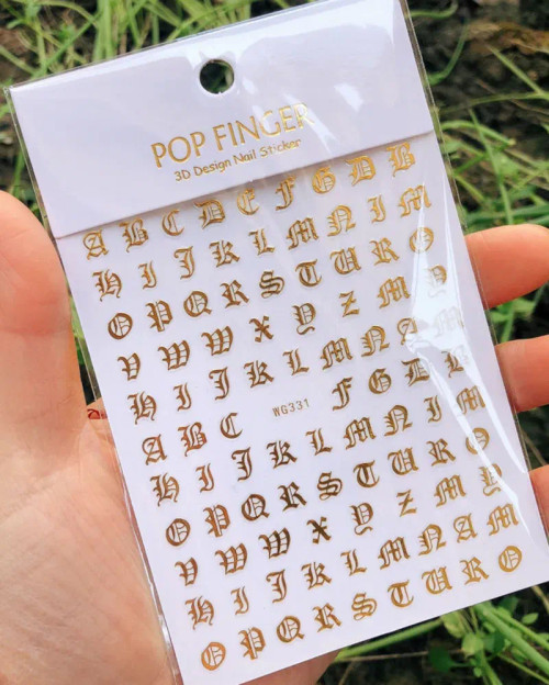 Multi - 1Pcs New English Alphabet Nail Stickers Multi-Color Laser Reflective Nail Slider Art Cool Text Nail Kit By WTB