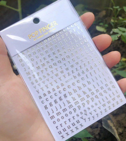 Red - 1Pcs New English Alphabet Nail Stickers Multi-Color Laser Reflective Nail Slider Art Cool Text Nail Kit By WTB