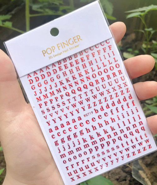 Ivory - 1Pcs New English Alphabet Nail Stickers Multi-Color Laser Reflective Nail Slider Art Cool Text Nail Kit By WTB