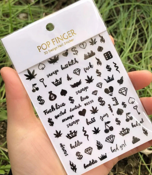 Fuchsia - 1Pcs New English Alphabet Nail Stickers Multi-Color Laser Reflective Nail Slider Art Cool Text Nail Kit By WTB