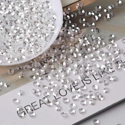 Dull - 10G/Pack 3Mm Cup Pvc Round Transparent Crystal Loose Sequins Sewing Wedding Craft Women Kids Diy Garment Nail Accessories By WTB