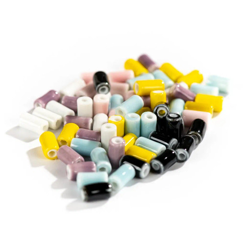 Black - 10Mm 20Pcs Small Tube Pure Color Ceramic Beads Handmade Jewelry Making Supplies Bulk Wholesale Necklace Joias Diy #Xn336-1 By WTB