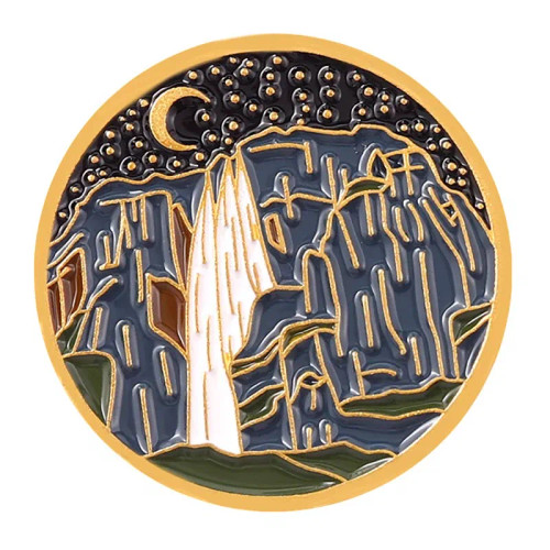 Metal Blue - Van Gogh Oil Painting Brooch Van Gogh Brooch Galaxy Brooch Star Moon Sunflower Brooch Art Brooch Van Gogh Lapel Pin By WTB