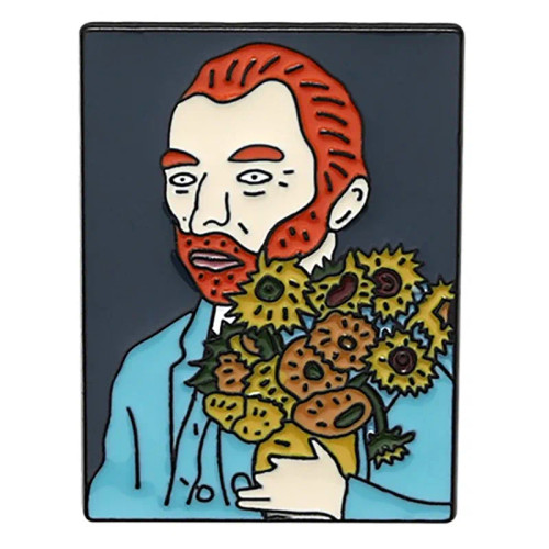 Metal Rose Gold Color - Van Gogh Oil Painting Brooch Van Gogh Brooch Galaxy Brooch Star Moon Sunflower Brooch Art Brooch Van Gogh Lapel Pin By WTB