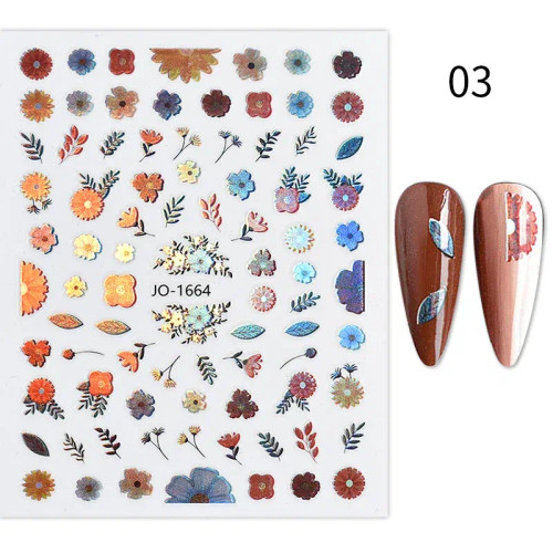 Lanvender - 3D Blue Butterfly Adhesive Stickers Nail Art Decoration Laser Flowers Leaves Nail Sticker Nail Art Supplies Nail Parts By WTB