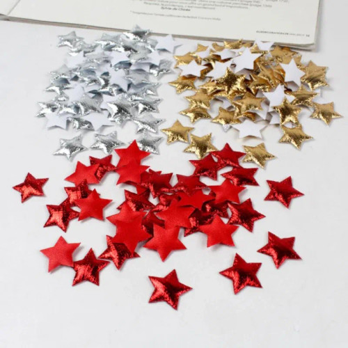 Olive - 100 Pcs Gold/Silver Stars For Christmas Party Decor Foam Fabric Stars Diy Scrapbook Cards Ornaments Embellishments Accessory By WTB