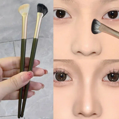 Handle Green - New Half Fan-Shaped Nose Shadow Brush Soft Angled Flat Head Noses Contour Smudge Makeup Brushes Highlighter Blush Cosmetics Tool By WTB