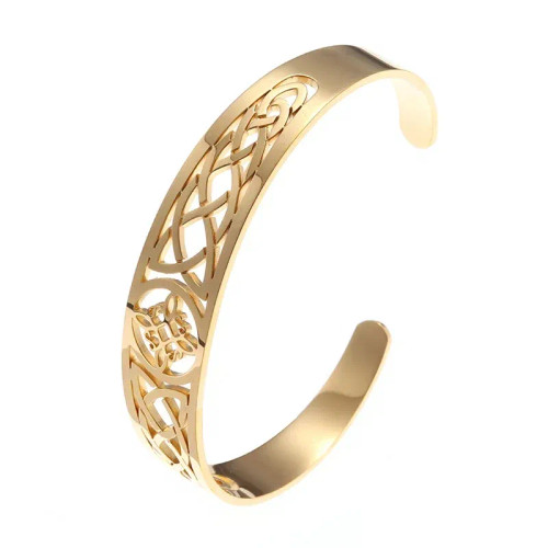 Metal Silver Plated - Witch Knot Cuff Stainless Steel Pagan Witchcraft Symbols Magic Knot Women\'S Good Luck Amulet Bracelet Celtic Knot Bracelet By WTB