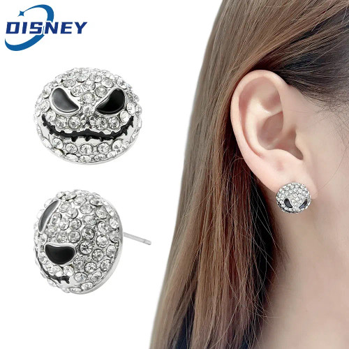Disney The Nightmare Before Christmas Accessories Jack Skellington Earrings Women Luxury Rhinestones Studs Earrings Jewelry By WTB