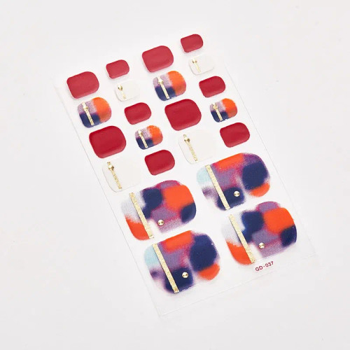 Rust Red - 22 Tips/Sheet Nail Decoration Self Adhesive Manicure Decoration Sticker For Nails Full Cover Nail Stickers Nail Designs Shiny By WTB