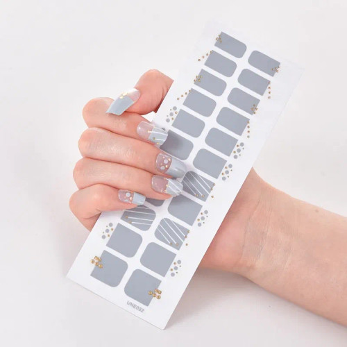 Blue White - 22 Tips/Sheet Pure Solid Color Temporary Tattoos Kids Sticker For Nails Nail Designs Novidades Fashion Nail Stickers Nail Tips By WTB