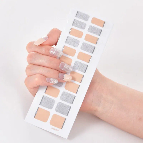 Gray - 22 Tips/Sheet Pure Solid Color Temporary Tattoos Kids Sticker For Nails Nail Designs Novidades Fashion Nail Stickers Nail Tips By WTB