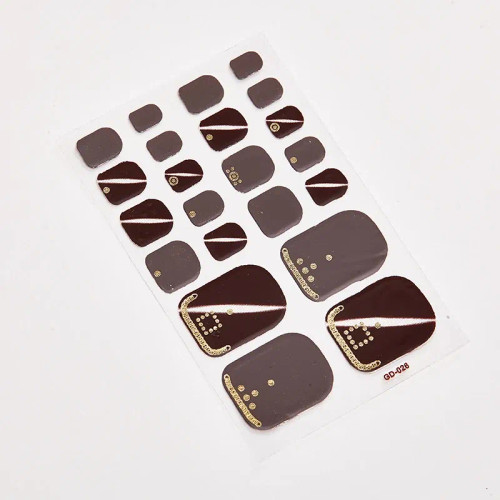 Greyish Brown - 22 Tips/Sheet Designed Manicure Decoration Designer Nail Decals Nail Sticker Set Lot Nail Accesoires Women Nail Art Sticker By WTB