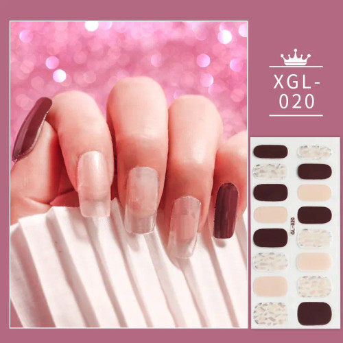 Dark Grey - 1 Sheet Glitter Nail Stickers Nail Art Polish Stickers Nail Tips Nail File Adhesive Wraps Manicure Decal Strips Drop Shipping By WTB