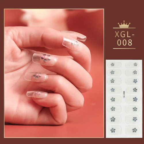 Amry Green - 1 Sheet Glitter Nail Stickers Nail Art Polish Stickers Nail Tips Nail File Adhesive Wraps Manicure Decal Strips Drop Shipping By WTB