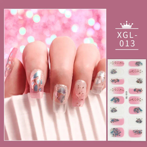 Army Green - 1 Sheet Glitter Nail Stickers Nail Art Polish Stickers Nail Tips Nail File Adhesive Wraps Manicure Decal Strips Drop Shipping By WTB