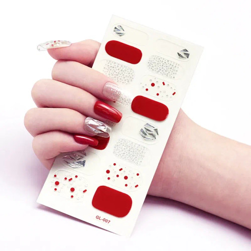 Gray - 16 Tips/Sheet Glitter Series Powder Sequins Nail Decoration Nails Art Decoration Full Cover Nail Stickers Manicure Designed By WTB