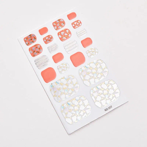 Black/Gold - 22 Tips/Sheet Designed Nail Tape Nail Strips Nail Decoration Self Adhesive Nail Sticker Loveliness Nail Art Stickers Adesivos By WTB